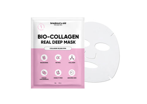 Breakout + aid - Bio collageen real deep mask (hydratatie en glow)